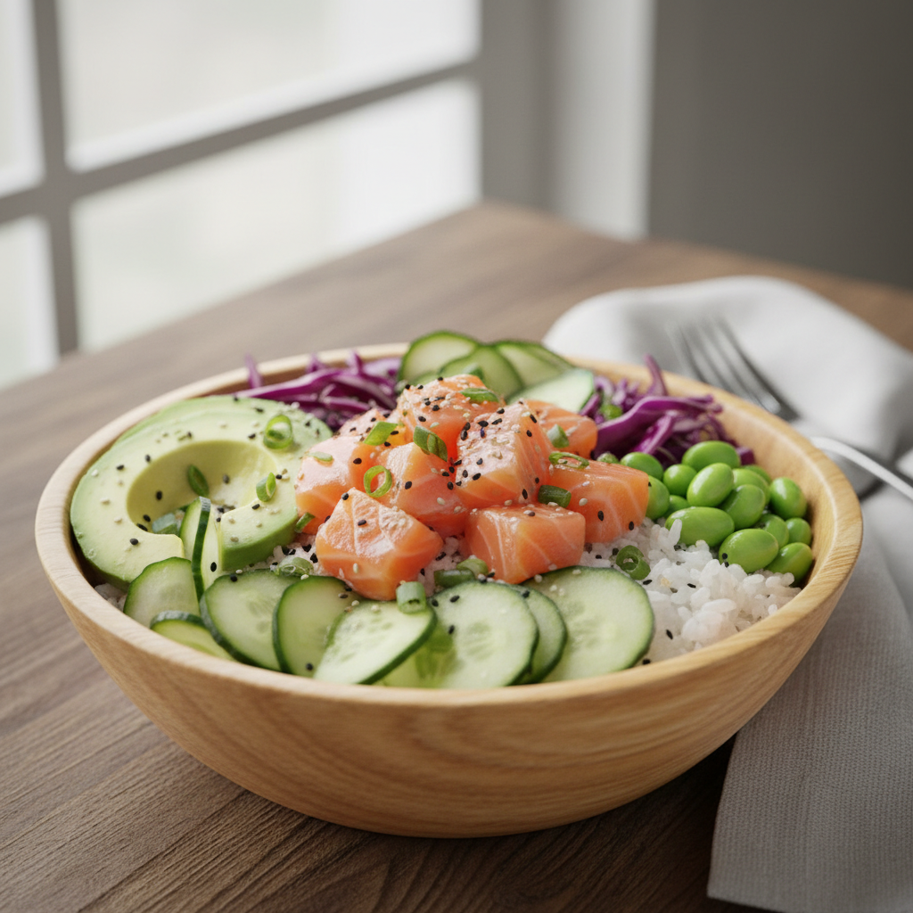 Hawaiisk pokebowl med laks