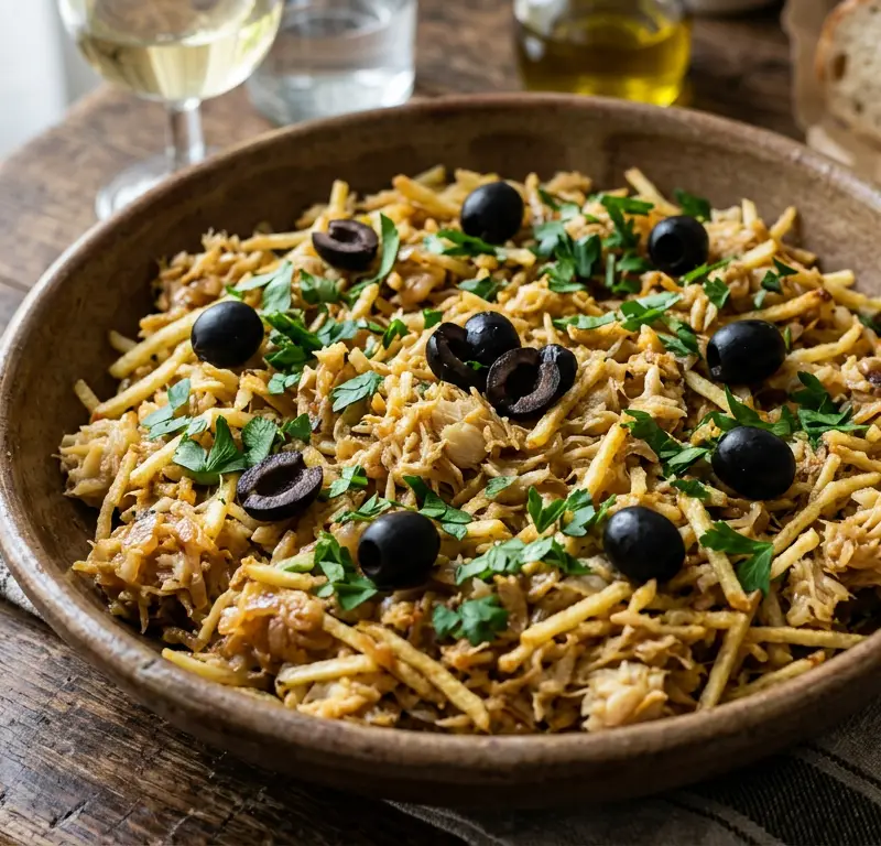 Bacalhau à brás — portugisisk klippfisk