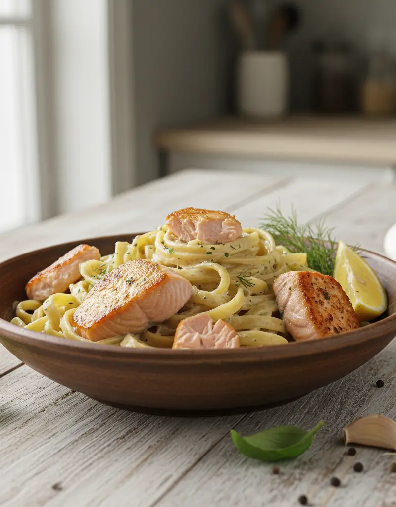 Italiensk laksepasta med hvitløk