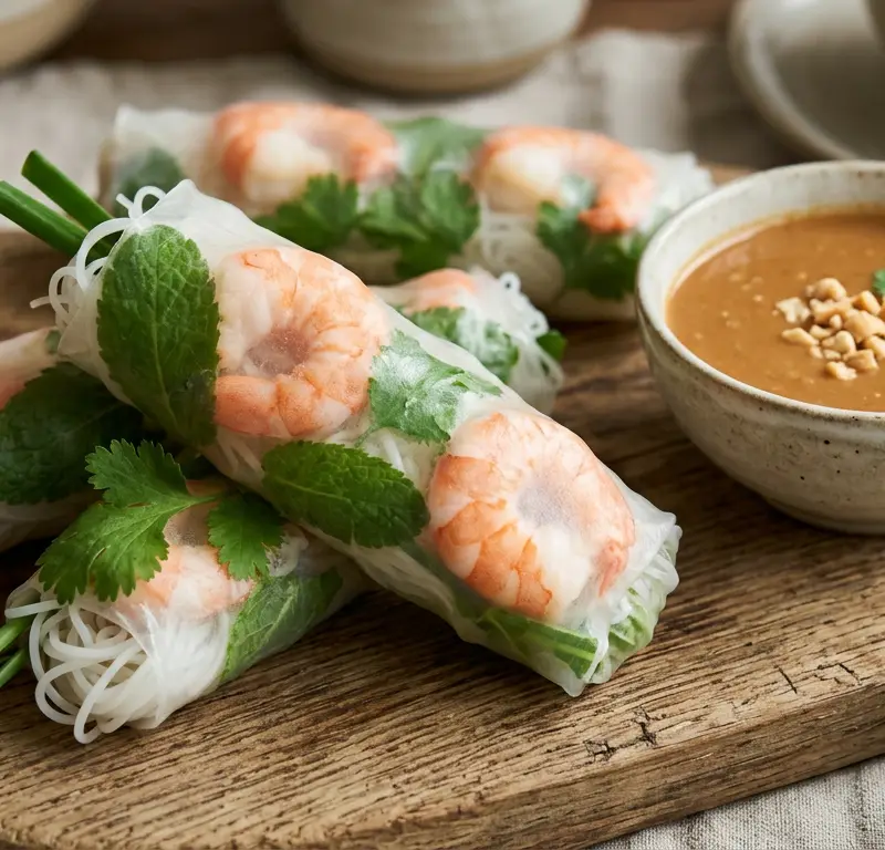 Gỏi cuốn — vietnamesiske vårruller med XXL-reker