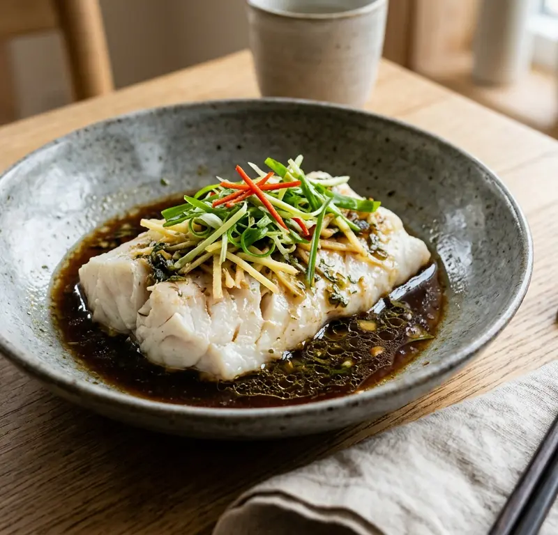 Dampet torsk med ingefær og soya (Qingzheng Xueyu)