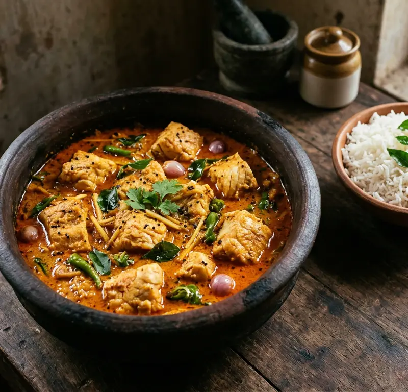 Kerala fiskekarri med torsk og kokosmelk (Meen curry)