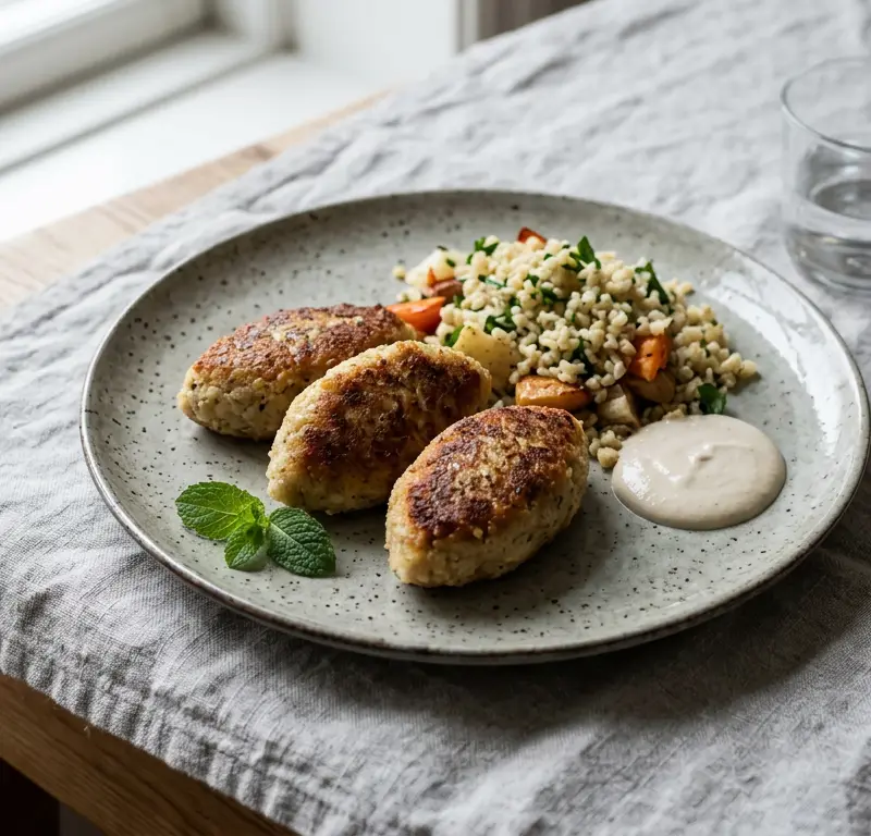 Libanesisk kibbeh samak med torsk og sumak