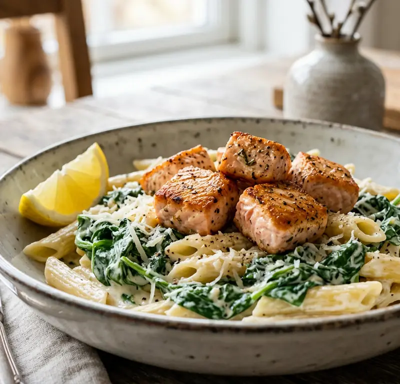 Tagliatelle med luksuslaks i sherrysaus