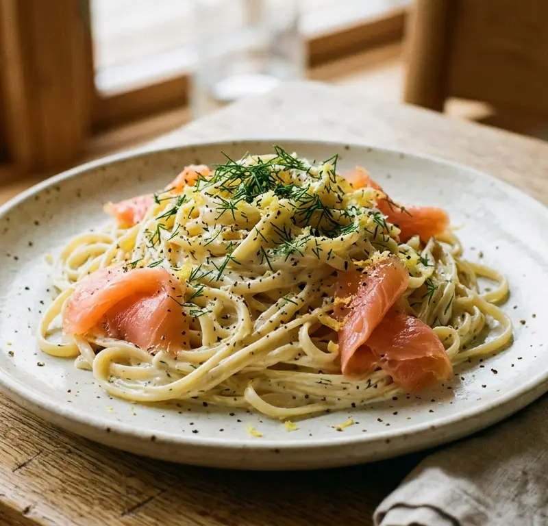 Kremet pasta med røkt laks Premium på 12 minutter
