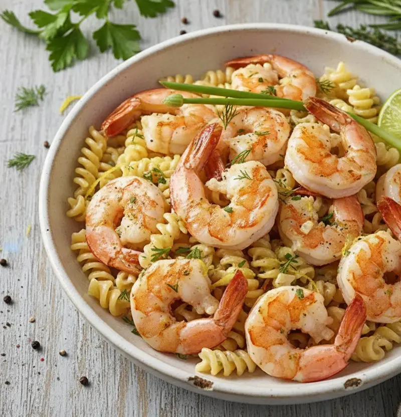 Kremet scampipasta med hvitløk og sitron