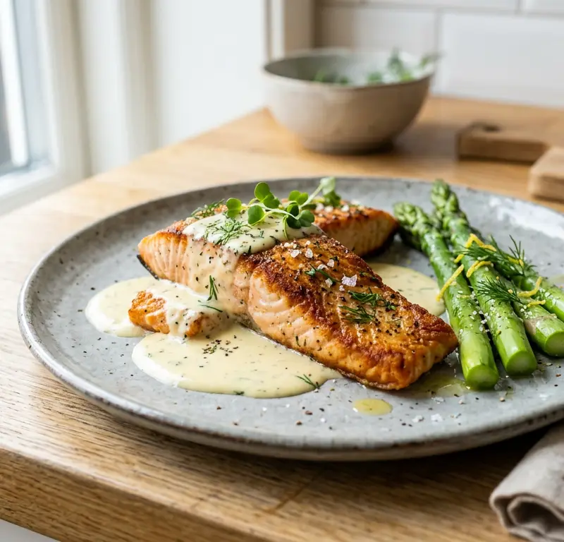 Sitronlaks i kremet kapers-pannesaus