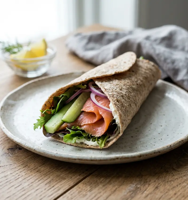 Kremet laksewrap med Røkt laks Premium Salmonking på 10 minutter