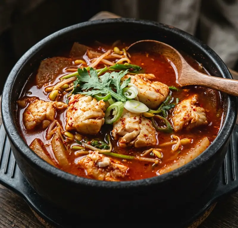 Maeun-tang — koreansk torskegryte med gochujang