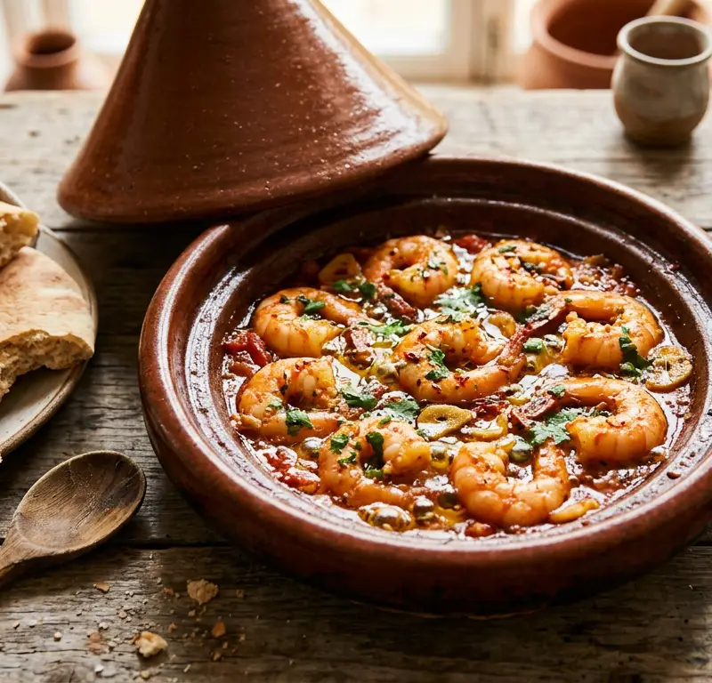 Crevettes pil-pil med Scampi