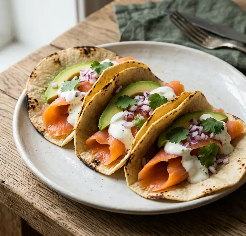 Meksikansk taco med røkt laks på 10 minutter