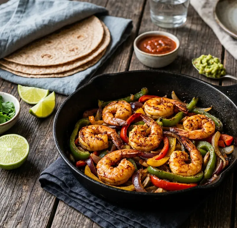 Meksikanske fajitas med scampi