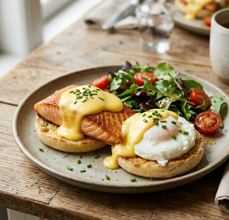 Morsdagsbenedict med laks og hollandaise på 25 minutter