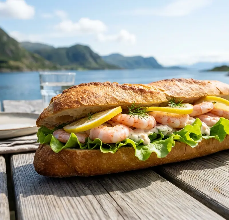 Sommerens rekebaguette med aioli og salat på 20 minutter