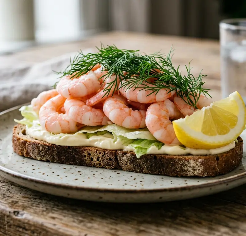 Luksus-rekesmørbrød med xxl-reker og avokado