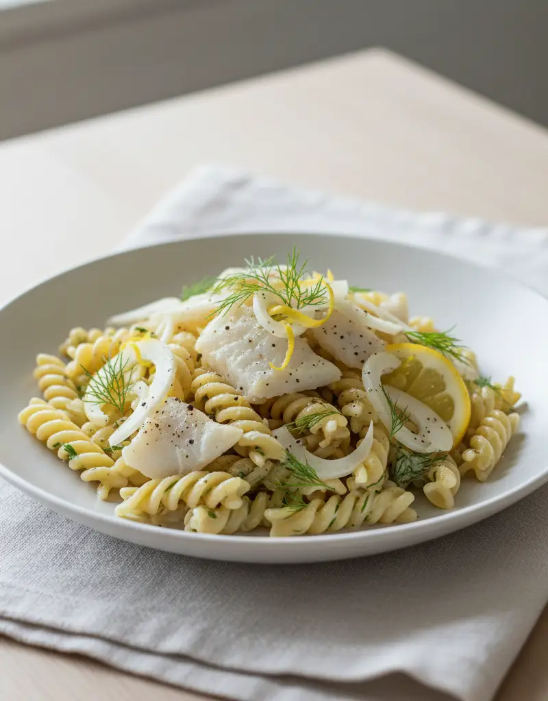 Italiensk pastapanne med røyket torsk