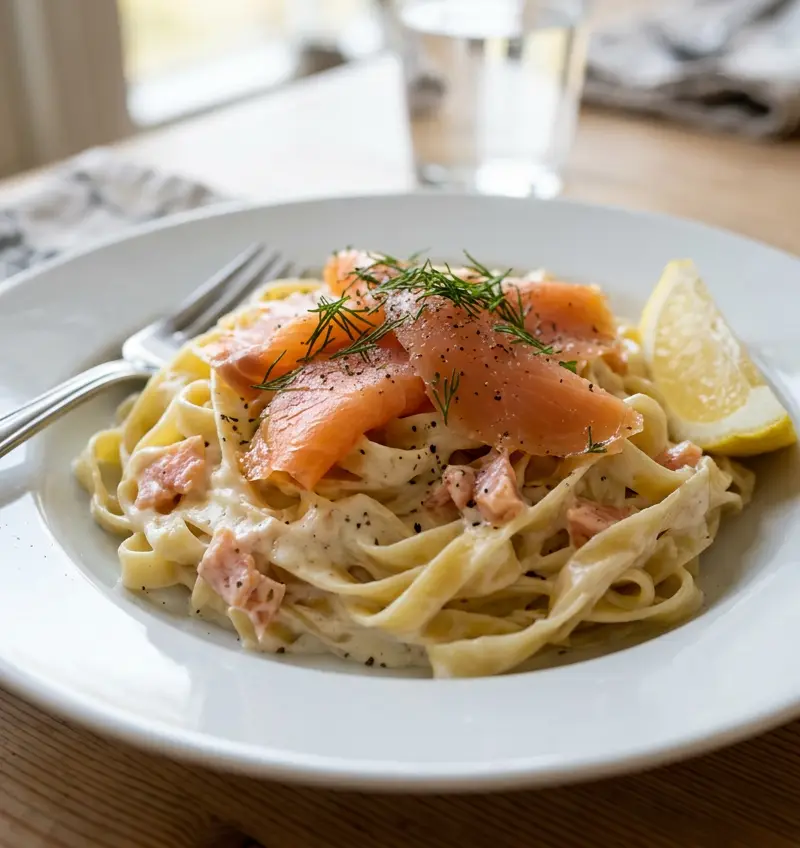 Kremet sitronpasta med Røkt laks Premium Salmonking 2,4kg