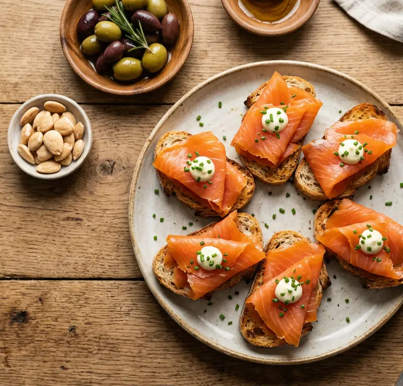 Spansk tapas-toast med røkt laks