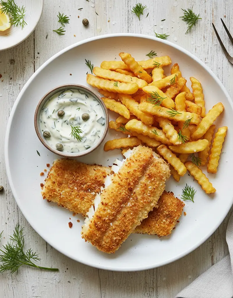 Sprøbakt stillehavslysing med remulade og pommes