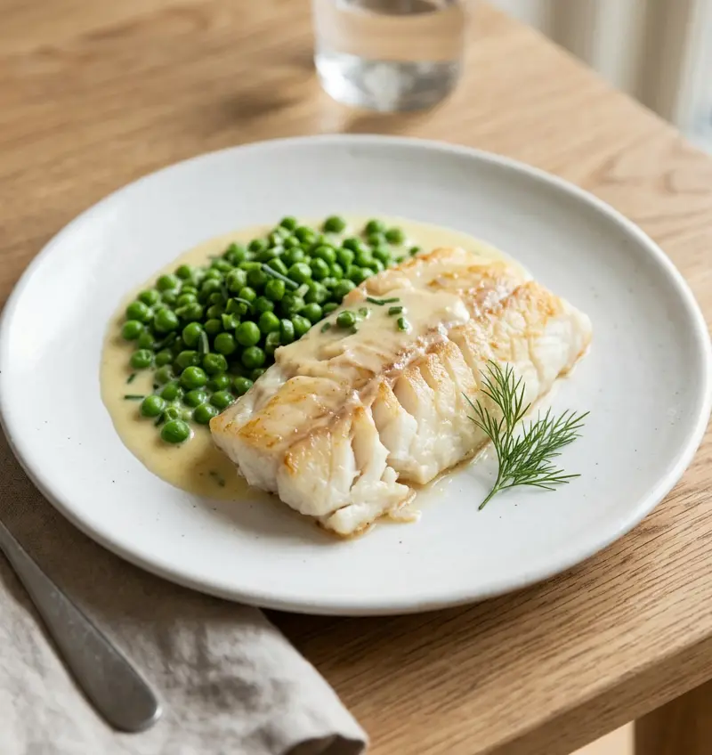 Klassisk stekt torsk med sitronsaus på 15 minutter