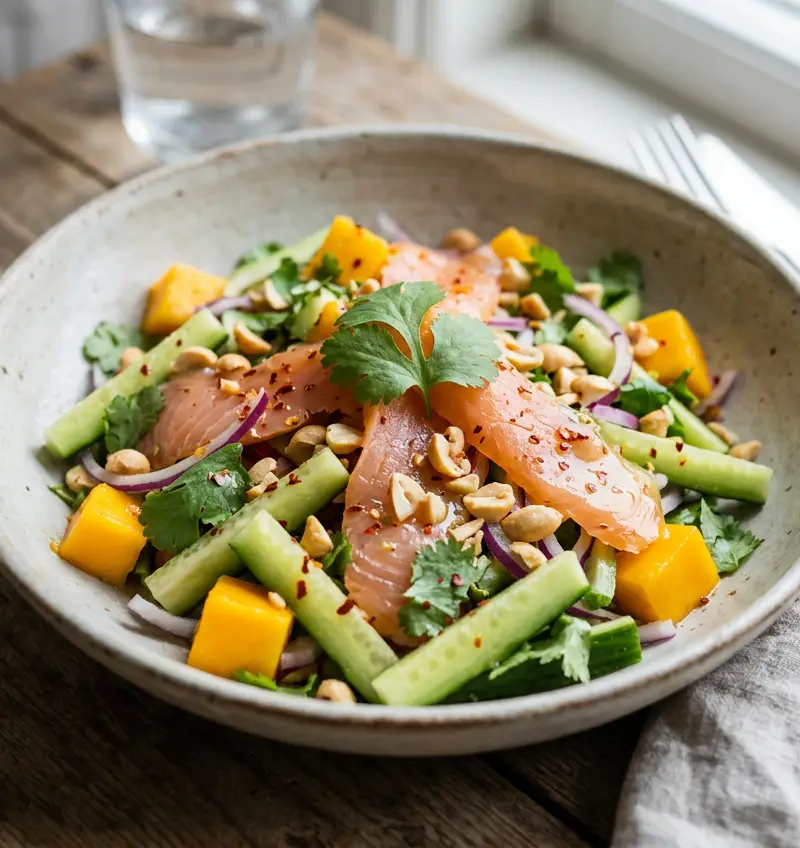 Thailandsk laksesalat med mango og chili